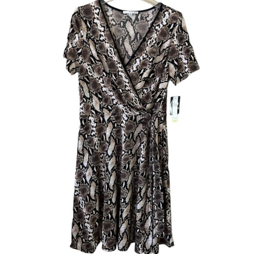 NWT Studio One New York snake skin dress mock wrap front with tie size 14